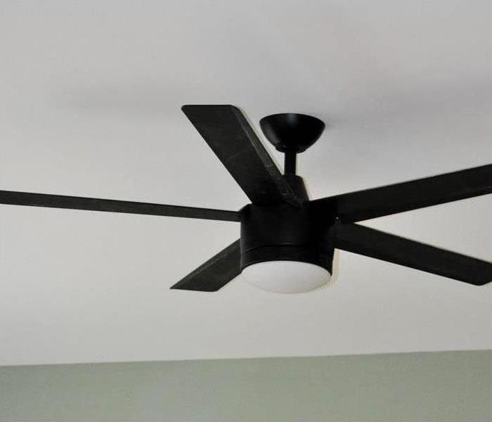 new fan, cleaned and painted walls and ceiling